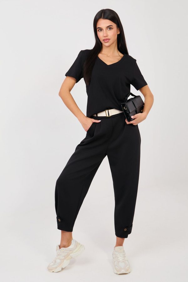 Black T-shirt in Women`s Tops, T-shirts, Singlets with Cotton and Spandex