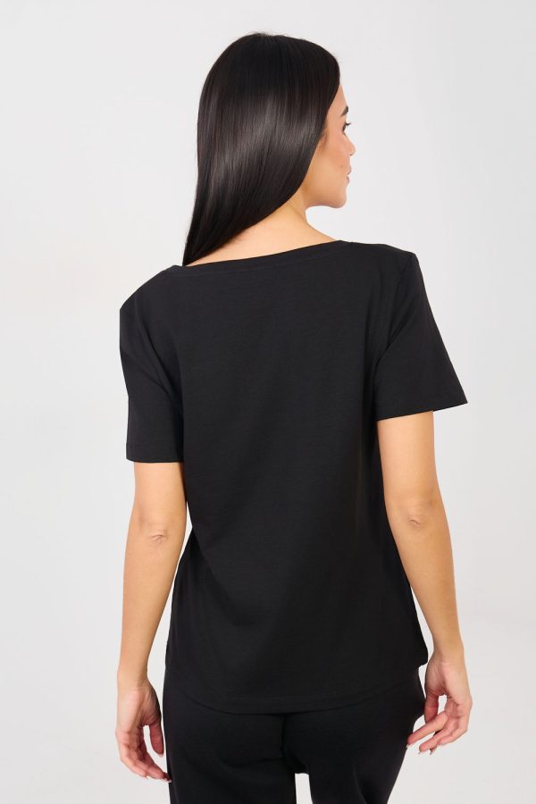 Black T-shirt in Women`s Tops, T-shirts, Singlets with Cotton and Spandex