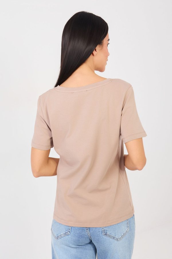 Beige T-shirt in Women`s Tops, T-shirts, Singlets with Cotton and Spandex