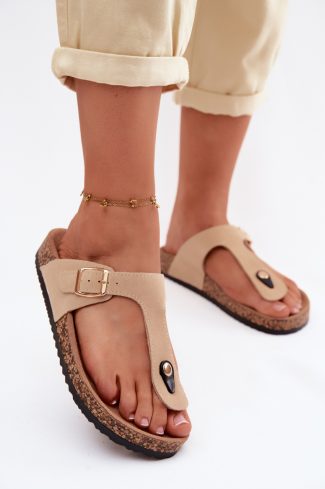 1129608 beige Japanese flip-flops model 229288 Step in style