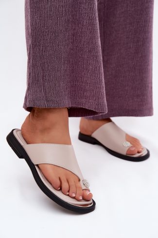 1129629 beige Japanese flip-flops model 229295 Step in style