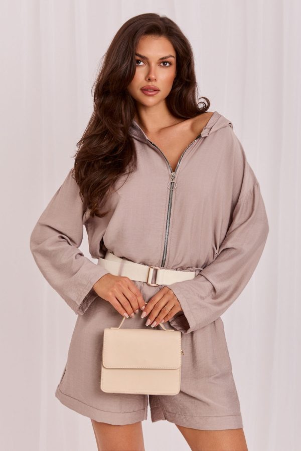 Beige Shorts in Shorts For Women, Crop Pants with Spandex and Viscose