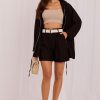 Black Shorts in Shorts For Women, Crop Pants with Spandex and Viscose