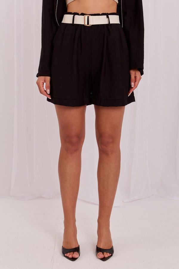 Black Shorts in Shorts For Women, Crop Pants with Spandex and Viscose