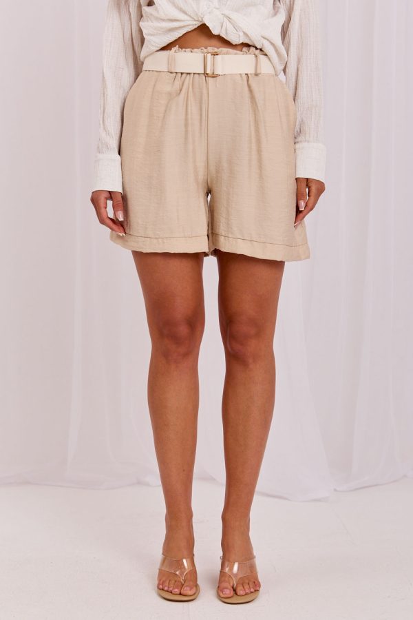 Beige Shorts in Shorts For Women, Crop Pants with Spandex and Viscose