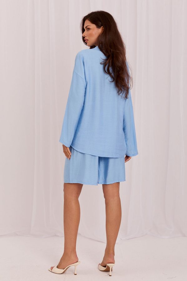Blue Set in Pants, Trousers, Shorts with Spandex and Viscose