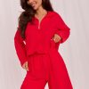 Red Set in Pants, Trousers, Shorts with Spandex and Viscose