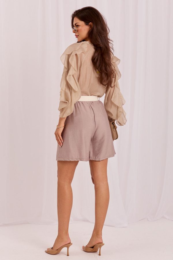 Beige Shorts in Shorts For Women, Crop Pants with Spandex and Viscose