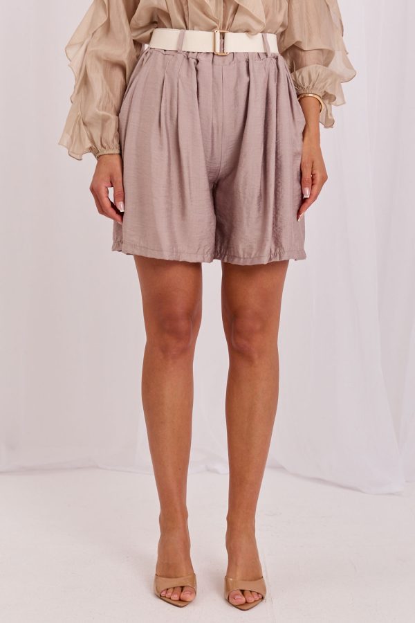 Beige Shorts in Shorts For Women, Crop Pants with Spandex and Viscose