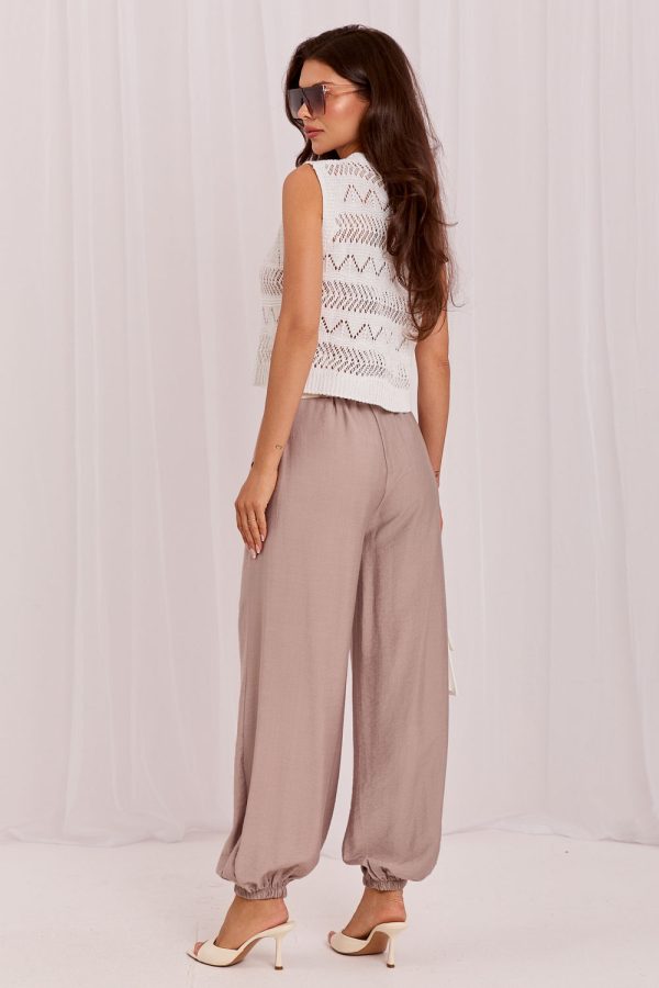 Beige Women Trousers in Pants, Trousers, Shorts with Spandex and Viscose