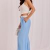 Blue Women Trousers in Pants, Trousers, Shorts with Spandex and Viscose