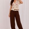Brown Women Trousers in Pants, Trousers, Shorts with Spandex and Viscose