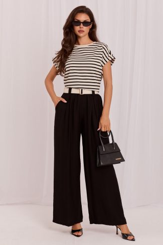 Black Women Trousers in Pants, Trousers, Shorts with Spandex and Viscose