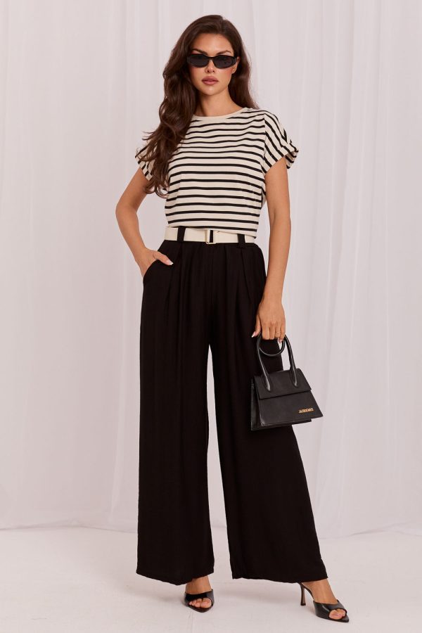 Black Women Trousers in Pants, Trousers, Shorts with Spandex and Viscose