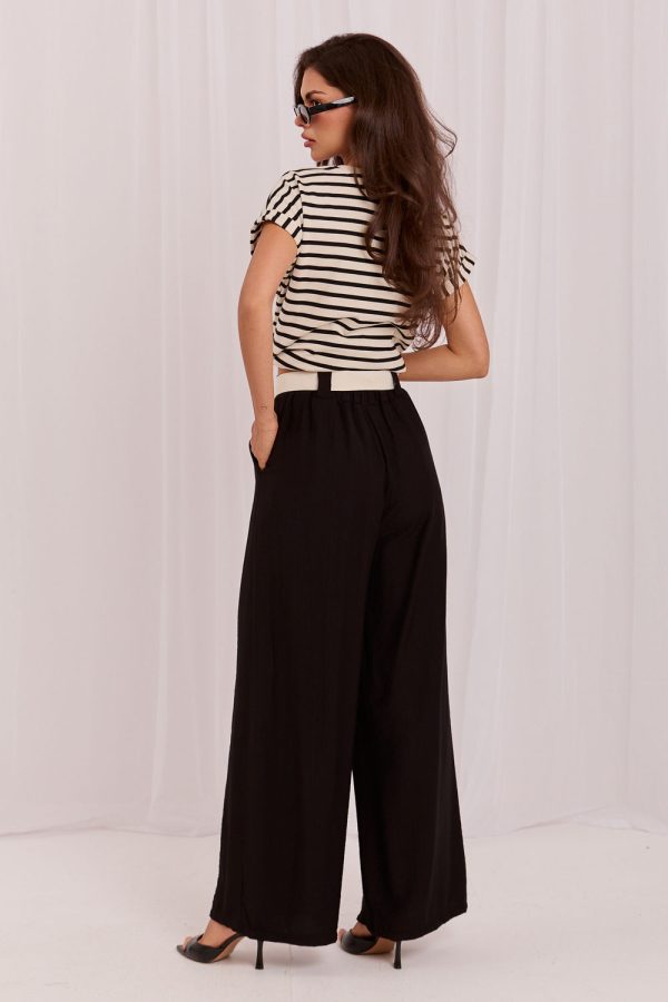 Black Women Trousers in Pants, Trousers, Shorts with Spandex and Viscose