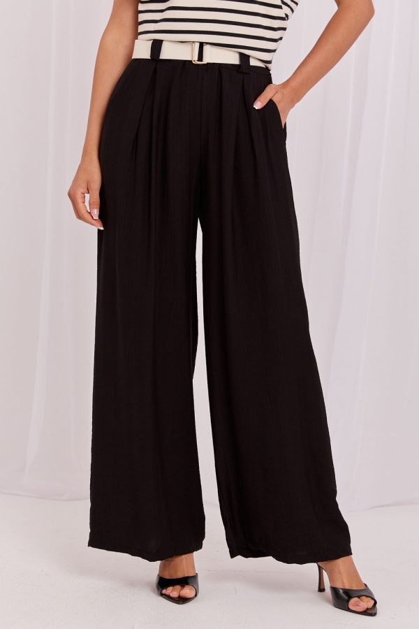 Black Women Trousers in Pants, Trousers, Shorts with Spandex and Viscose