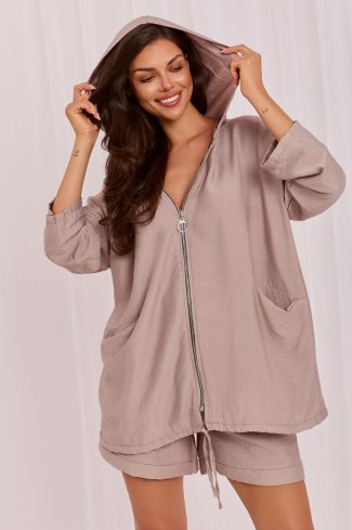 Beige Sweatshirt in Sweatshirts For Women with Spandex and Viscose