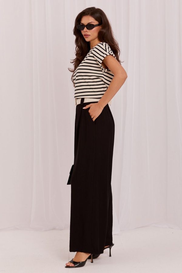 Black Women Trousers in Pants, Trousers, Shorts with Spandex and Viscose