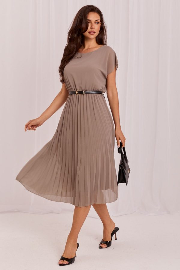 Beige Daydress in Day Dresses with Spandex and Polyester