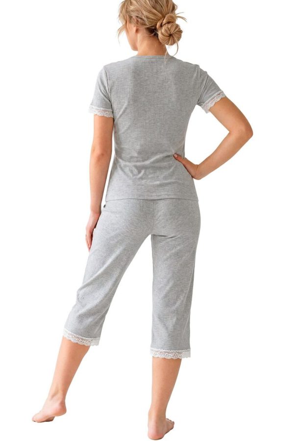 Grey Pyjama in Women`s Pyjamas, Sleepwear Sets with Cotton, Spandex and Polyester