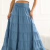 Blue Long Skirt in Skirts with Cotton