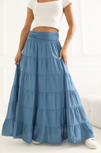 Blue Long Skirt in Skirts with Cotton