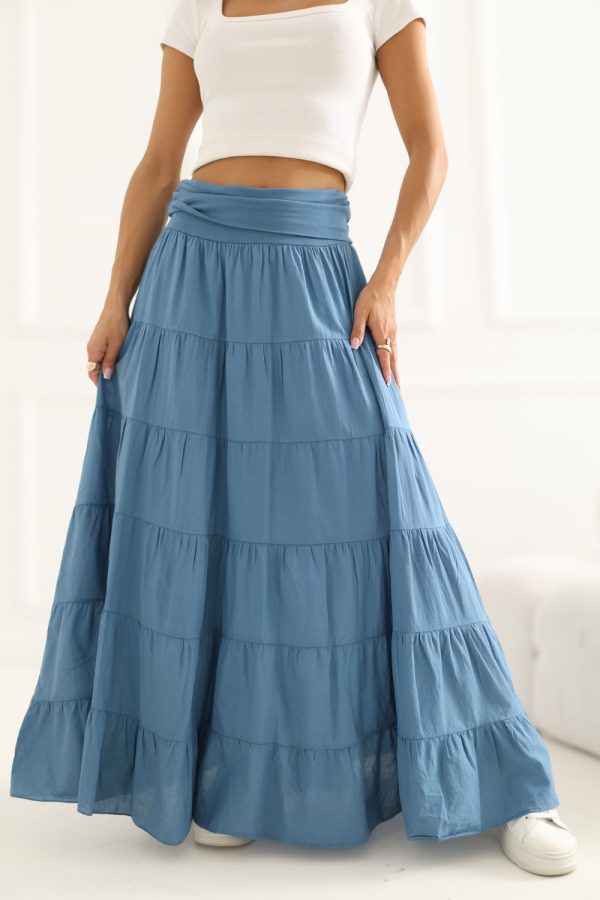 Blue Long Skirt in Skirts with Cotton