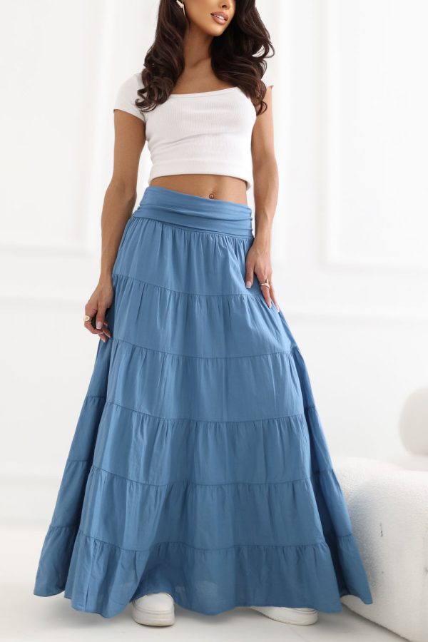 Blue Long Skirt in Skirts with Cotton