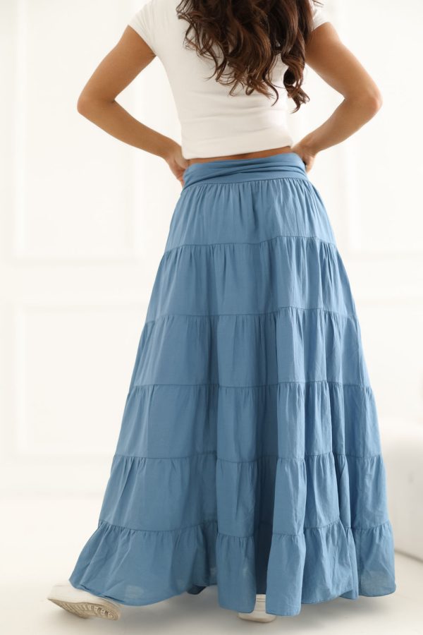 Blue Long Skirt in Skirts with Cotton