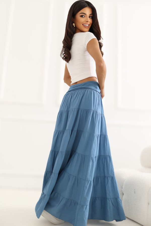 Blue Long Skirt in Skirts with Cotton