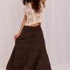 Brown Long Skirt in Skirts with Cotton