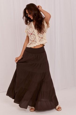 Brown Long Skirt in Skirts with Cotton