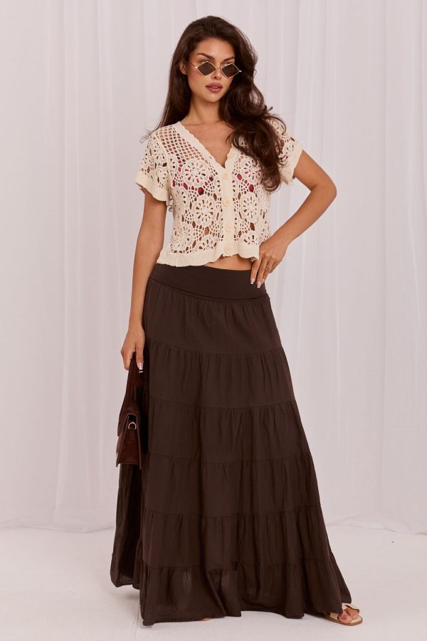 Brown Long Skirt in Skirts with Cotton