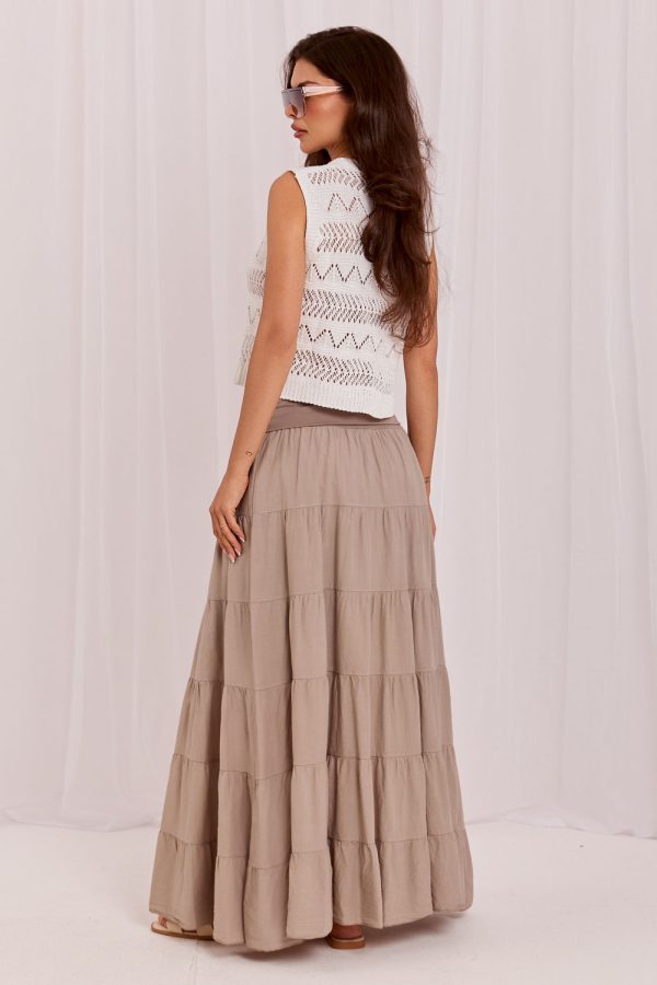 Beige Long Skirt in Skirts with Cotton