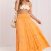 Orange Long Skirt in Skirts with Cotton