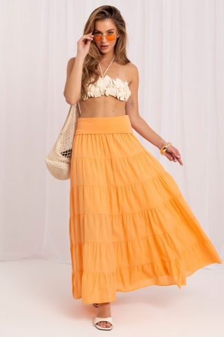 Orange Long Skirt in Skirts with Cotton