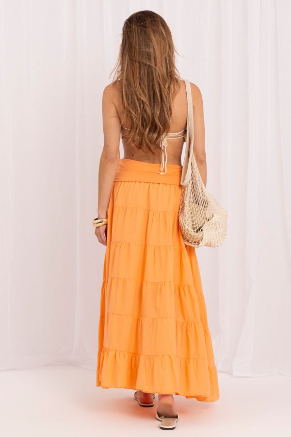 Orange Long Skirt in Skirts with Cotton
