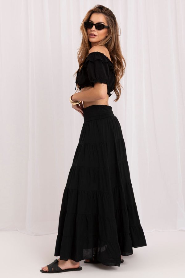 Black Long Skirt in Skirts with Cotton