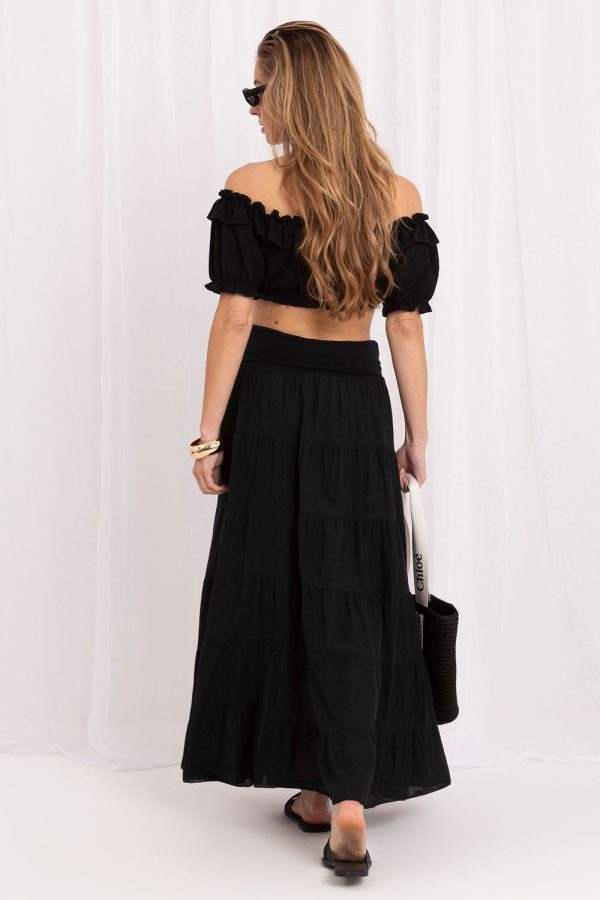 Black Long Skirt in Skirts with Cotton