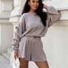 Beige Set in Pants, Trousers, Shorts with Cotton and Spandex