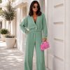 Green Set in Pants, Trousers, Shorts with Cotton and Spandex