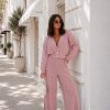 Pink Set in Pants, Trousers, Shorts with Cotton and Spandex