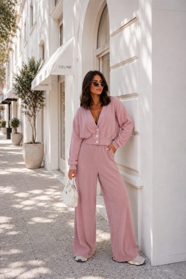 Pink Set in Pants, Trousers, Shorts with Cotton and Spandex