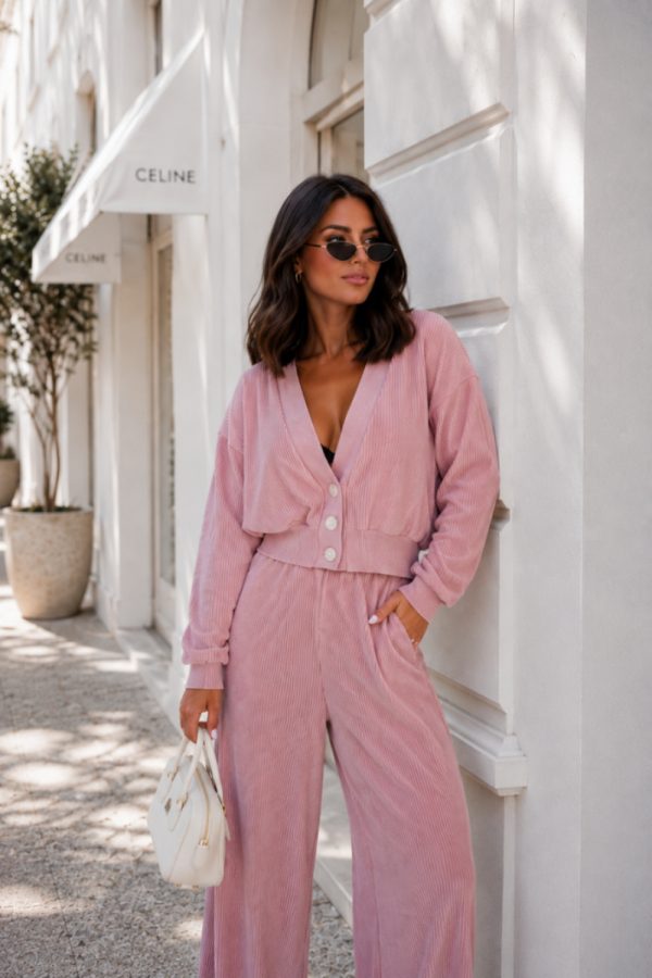 Pink Set in Pants, Trousers, Shorts with Cotton and Spandex