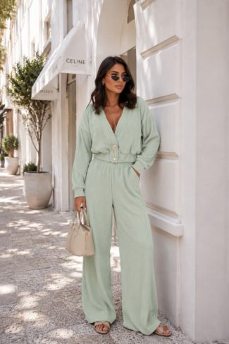 Green Set in Pants, Trousers, Shorts with Cotton and Spandex