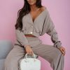 Beige Set in Pants, Trousers, Shorts with Cotton and Spandex
