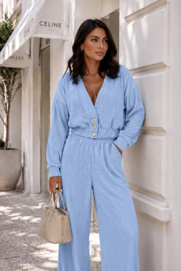 Blue Set in Pants, Trousers, Shorts with Cotton and Spandex