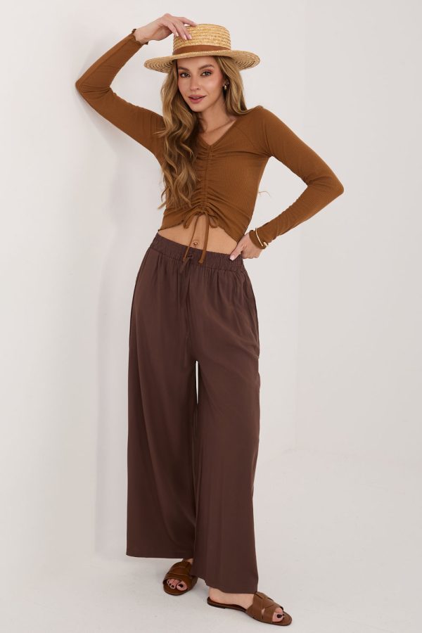 Brown Blouse in Women`s Blouses, Tunics with Spandex, Polyester and Viscose