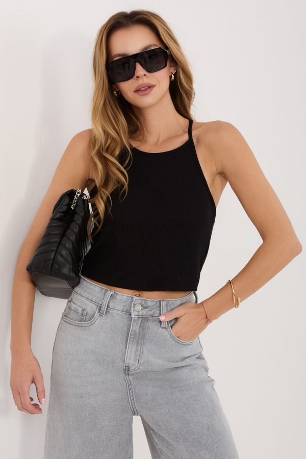 Black Top in Undershirts / Tops with Spandex, Polyester and Viscose