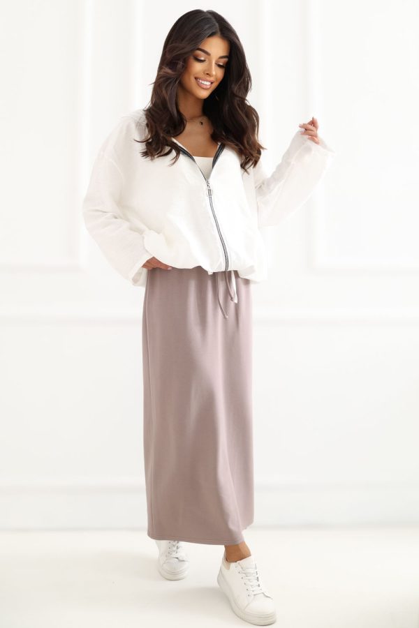 Beige Sweatshirt in Sweatshirts For Women with Spandex and Viscose